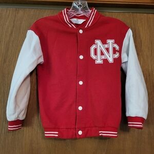 H&M Vibrant Red And White Varsity Jacket, Size 6x